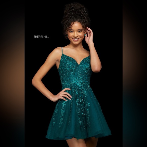 Sherri Hill Emerald Mini Dress - Style 53157 Size 2 - New With Tags - Picture 4 of 5